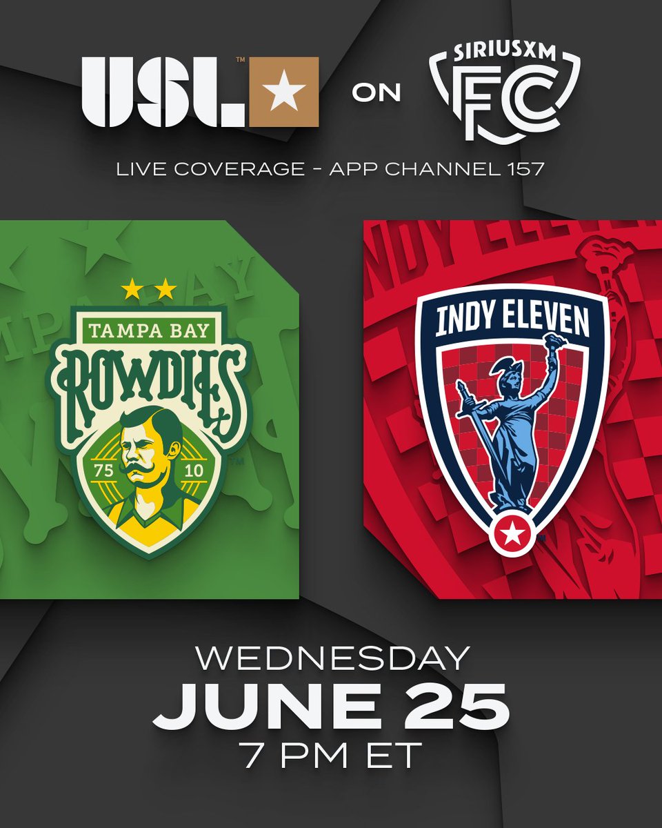 Tampa Bay Rowdies (@tampabayrowdies) on Twitter photo On the pitch and the airwaves π»
Tune into <a href="/SiriusXMFC/">SiriusXM FC</a> Channel 157 tomorrow night for live coverage of our match vs Indy Eleven! On the pitch and the airwaves π»
Tune into <a href="/SiriusXMFC/">SiriusXM FC</a> Channel 157 tomorrow night for live coverage of our match vs Indy Eleven!