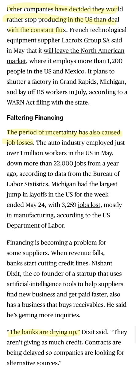 "Layoffs From Trump Tariffs Ripple Across the Auto-Parts Industry" bloomberg.com/news/articles/…
"Other companies have decided they would rather stop producing in the US than deal with the constant flux."