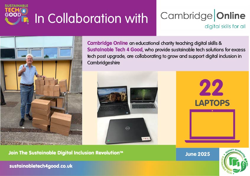 Cambridge Online (@cambridgeonline) on Twitter photo 30 devices out June so far.
This is truly a join-effort from start to finish, thanks to: <a href="/redgate/">Redgate Software</a> & <a href="/AVEVAGroup/">AVEVA</a> for all the tech!
Our community, CCA, <a href="/WoodgreenPets/">Woodgreen Pets Charity</a>
Device volunteersNick, Chris, Ben.
Our partner <a href="/st4_good/">SustainableTech4Good Digital Inclusion Revolution</a> who supercharged our impact.
More 2 come next month 30 devices out June so far.
This is truly a join-effort from start to finish, thanks to: <a href="/redgate/">Redgate Software</a> & <a href="/AVEVAGroup/">AVEVA</a> for all the tech!
Our community, CCA, <a href="/WoodgreenPets/">Woodgreen Pets Charity</a>
Device volunteersNick, Chris, Ben.
Our partner <a href="/st4_good/">SustainableTech4Good Digital Inclusion Revolution</a> who supercharged our impact.
More 2 come next month