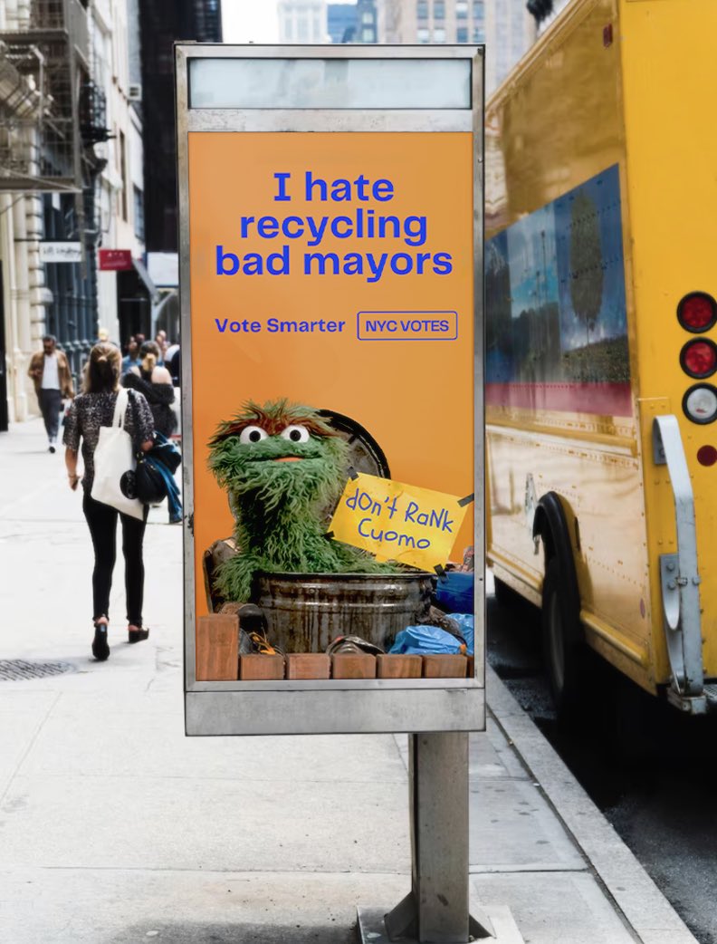 __tannerjames's tweet photo. Oscar The Grouch is a single-issue voter apparently 

Looks like the grumpiest guy in NYC has taken over the city's streets (and garbage cans)

Oscar’s pro-trash but even he has standards… https://t.co/xUT0J3FBa1