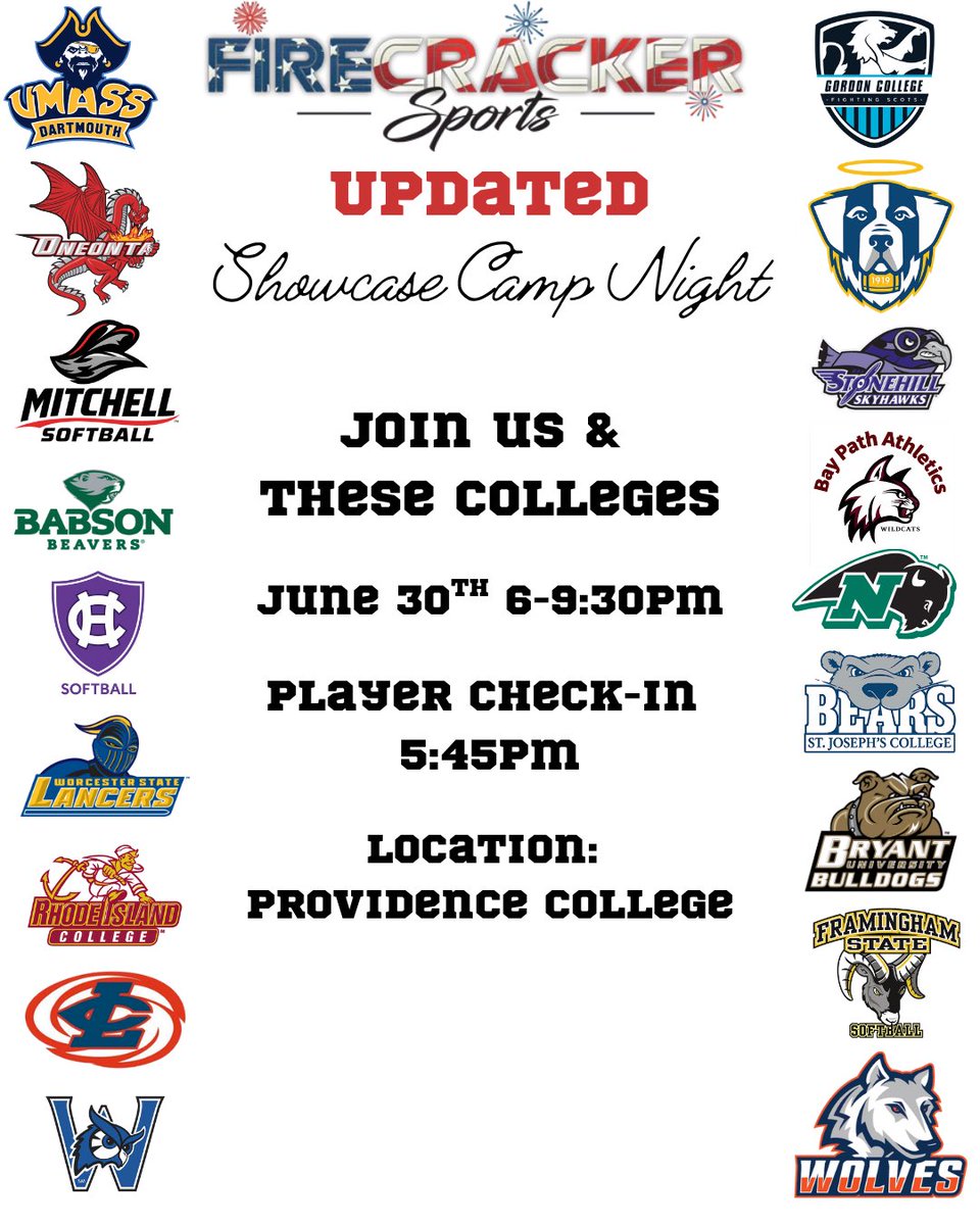 One week window, who’s joining us? Check out this line up of Collegr Coaches we have coming! 😎🤩 #workhardstayhumble <a href="/FirecrackerSB/">Firecracker Softball</a> <a href="/firecrackerbsb/">Firecracker Baseball</a>