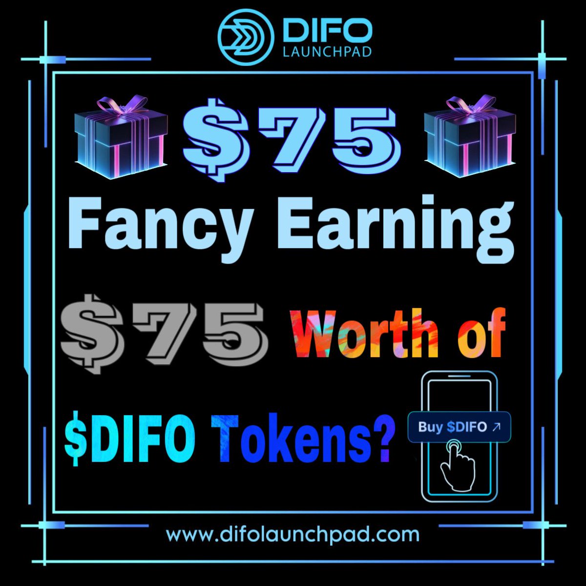 🚨 ATTENTION! IMPORTANT ANNOUNCEMENT 🚨

💰 Want to win $75 worth of $DIFO Tokens?
If your answer is YES, just complete these 4 simple steps and become one of our lucky winners!
🎁 Only 3 people will win!

⏰ Duration: 48 hours

🔹 How to Participate:

1️⃣ Follow <a href="/DifoLaunchpad/">Difo Launchpad</a>
2️⃣