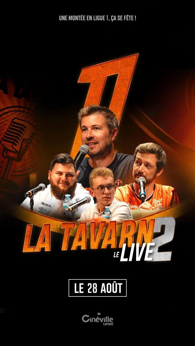 🚨LA TAVARN LIVE : 2 !🚨

GRANDE SOIRÉE en direct depuis le <a href="/CinevilleLorien/">Cinéville Lorient</a> le JEUDI 28 AOÛT à 20h00!

Au programme: des invités, des cadeaux, des jeux et l'analyse de l'été des Merlus!

Réservations : linktr.ee/LaTavarn

Dépêchez vous, ça va partir vite!

#FCL #FCLORIENT