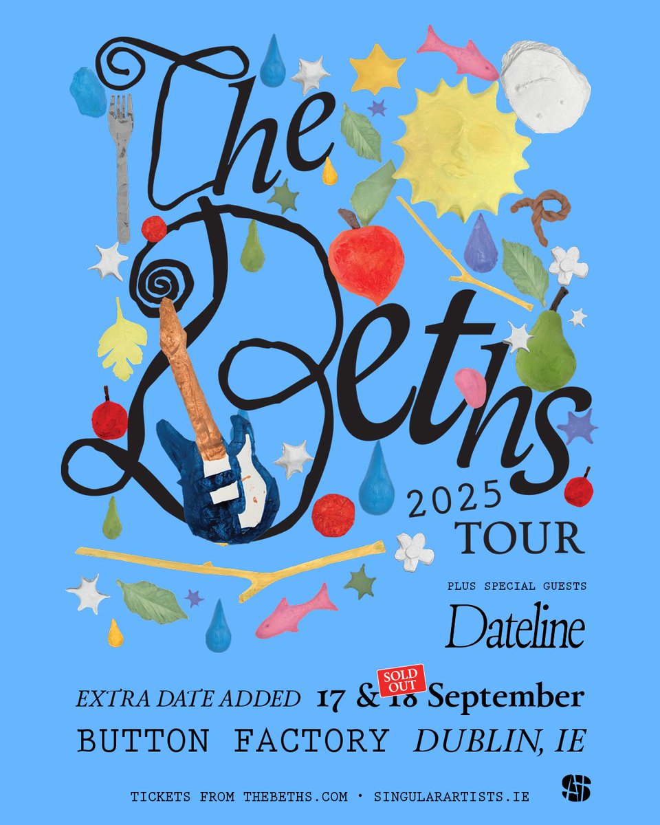 SPECIAL GUESTS ADDED

The incredible: #dateline
will be on support duties for

<a href="/THEBETHS/">The Beths</a> '

2 huge Dublin shows
at <a href="/ButtonFactory22/">Button Factory</a> 

Wed 17 Sept '25 
(New + On-Sale)

Thur 18 Sept '25
(SOLD OUT)

TIX + MORE INFO ⬇️
singularartists.ie/show/the-beths…