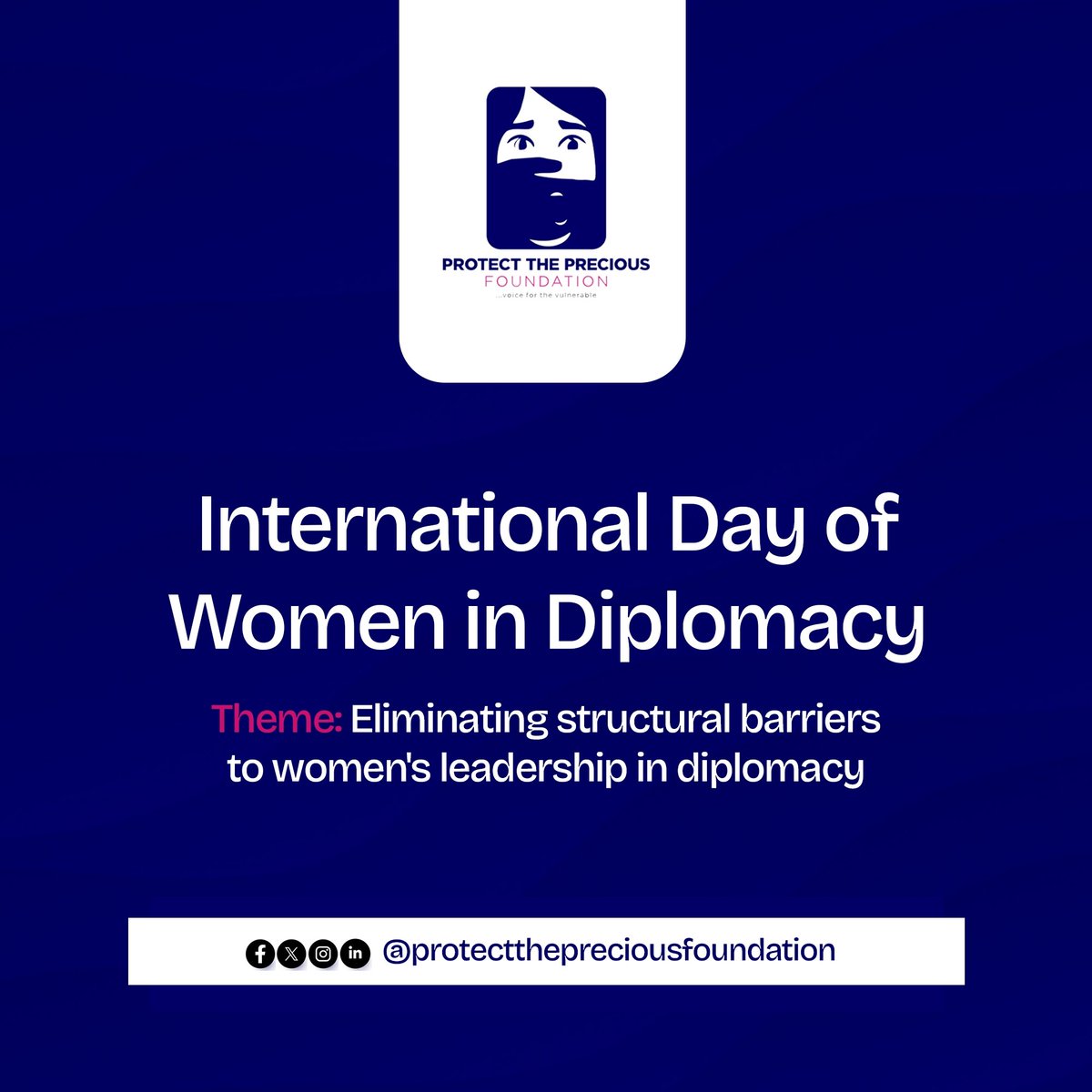 ProtectPre28923's tweet photo. Eliminating Structural Barriers to Women’s Leadership in Diplomacy
Diplomacy must reflect inclusion, not exclusion.
A THREAD 🧵 1/4
#WomenInDiplomacy #PTPF #LeadershipInAction https://t.co/zph2KHAtK9