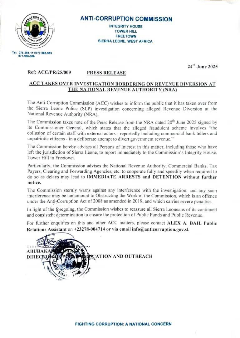 #SierraLeone <a href="/ACCSALONE/">ACC Sierra Leone</a>