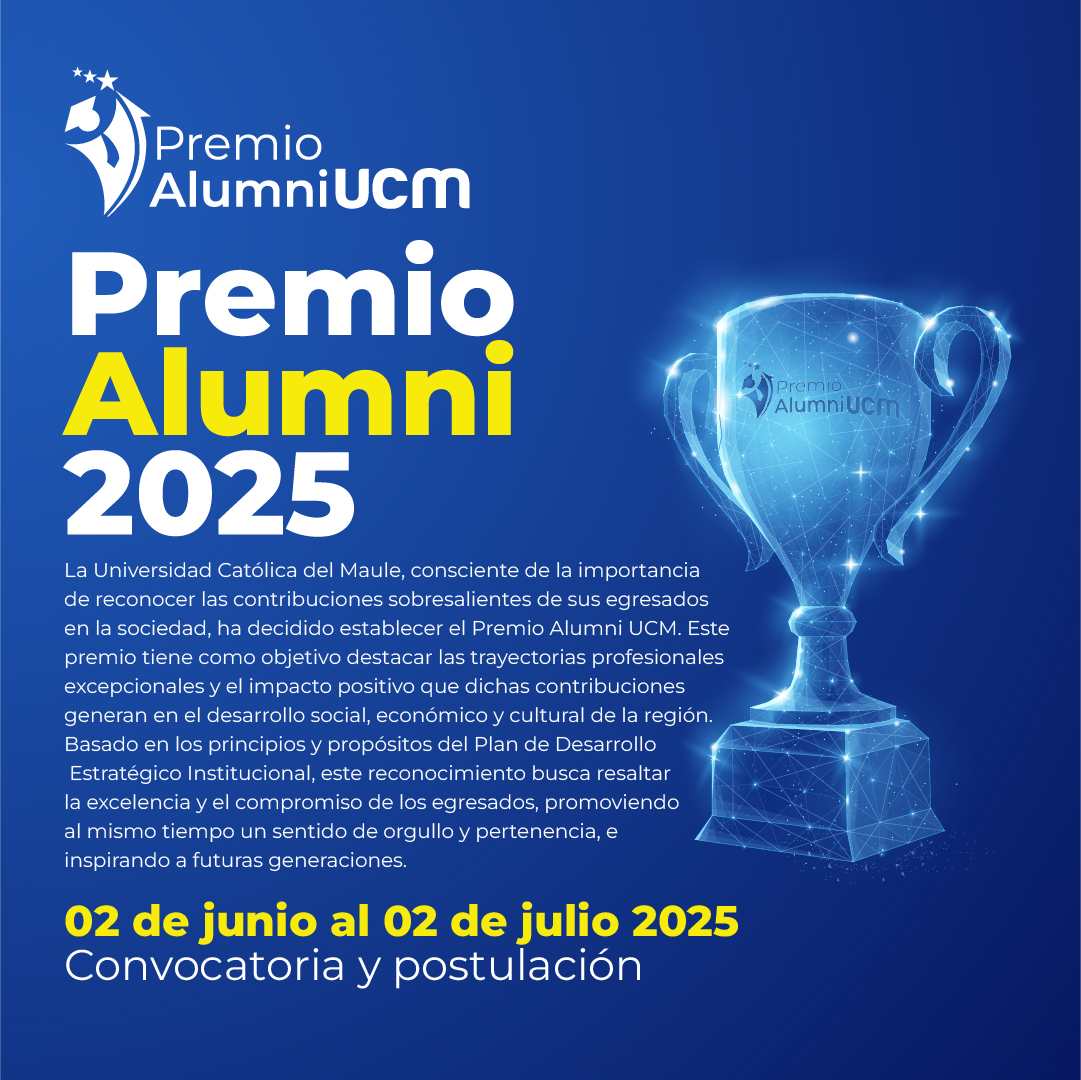 Cs. Religiosas y Filosóficas UCM (@fcryf_ucm) on Twitter photo ¡𝐀𝐥𝐮𝐦𝐧𝐢 𝐔𝐂𝐌, 𝐞𝐬 𝐜𝐨𝐧𝐭𝐢𝐠𝐨! 🎓
▪ La <a href="/ucatolicamaule/">U.Católica del Maule</a> lanzó una nueva #convocatoria del tradicional 𝐏𝐫𝐞𝐦𝐢𝐨 𝐀𝐥𝐮𝐦𝐧𝐢, una iniciativa para destacar la trayectoria de sus egresados.
🌐 Revisa las bases de postulación aquí: cutt.ly/Qrnl05DX ¡𝐀𝐥𝐮𝐦𝐧𝐢 𝐔𝐂𝐌, 𝐞𝐬 𝐜𝐨𝐧𝐭𝐢𝐠𝐨! 🎓
▪ La <a href="/ucatolicamaule/">U.Católica del Maule</a> lanzó una nueva #convocatoria del tradicional 𝐏𝐫𝐞𝐦𝐢𝐨 𝐀𝐥𝐮𝐦𝐧𝐢, una iniciativa para destacar la trayectoria de sus egresados.
🌐 Revisa las bases de postulación aquí: cutt.ly/Qrnl05DX