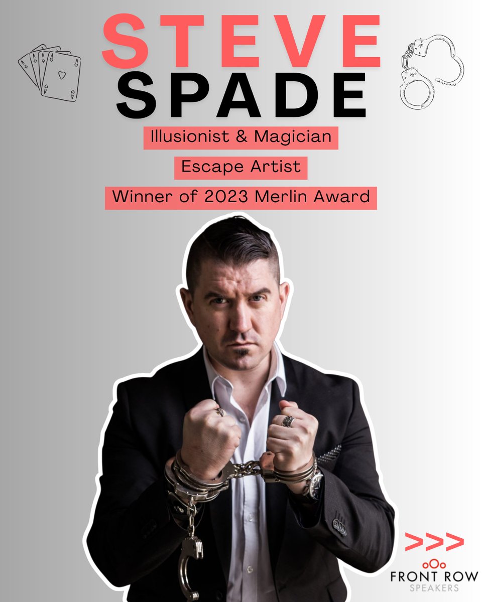 FRSpeakers's tweet photo. Steve Spade is Ireland’s top illusionist & Merlin Award winner🔥🎩
As seen on The Six O’Clock Show & Pendulum Summit 2025
Performed at Electric Picnic
Magic consultant. Escape artist. Showstopper.
📩 Book now: welcome@frontrowspeakers.com
#SteveSpade #Illusionist https://t.co/Wh9W2TiEqi
