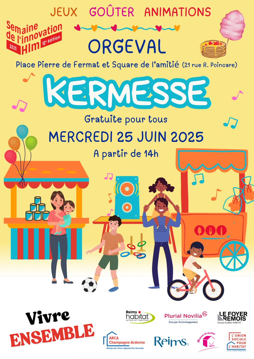 Reims habitat (@reimshabitat) on Twitter photo À l'occasion de la #SemaineHlm, ayant pour thème "Vivre ensemble" , #Reimshabitat, <a href="/PlurialNovilia/">Plurial Novilia</a>,
<a href="/LeFoyerRemois/">Le Foyer Rémois</a>, l'<a href="/ARCA_HLM/">ARCA_HLM</a>, la <a href="/VilledeReims/">Ville de Reims</a> et la Maison de quartier vous donnent rendez-vous ce mercredi, dans le quartier Orgeval, à #Reims, pour une après-midi kermesse !⬇️ À l'occasion de la #SemaineHlm, ayant pour thème "Vivre ensemble" , #Reimshabitat, <a href="/PlurialNovilia/">Plurial Novilia</a>,
<a href="/LeFoyerRemois/">Le Foyer Rémois</a>, l'<a href="/ARCA_HLM/">ARCA_HLM</a>, la <a href="/VilledeReims/">Ville de Reims</a> et la Maison de quartier vous donnent rendez-vous ce mercredi, dans le quartier Orgeval, à #Reims, pour une après-midi kermesse !⬇️