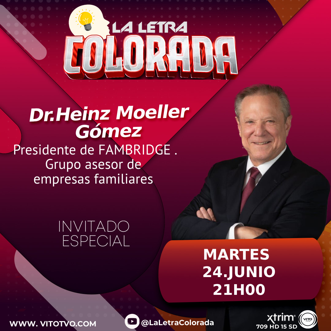 ‼️HOY EN LA LETRA COLORADA ‼️
Conversamos con el Dr. Heinz Moeller Gómez, presidente de FAMBRIDGE,sobre la importancia de las empresas familiares y los principios de gobernanza para su éxito.
📺<a href="/vitotvo/">VITOtvo</a>.ec canal 15 y 709 HD XTRIM
🗓️Martes 24 de Junio a las 21h00
✅Síguenos