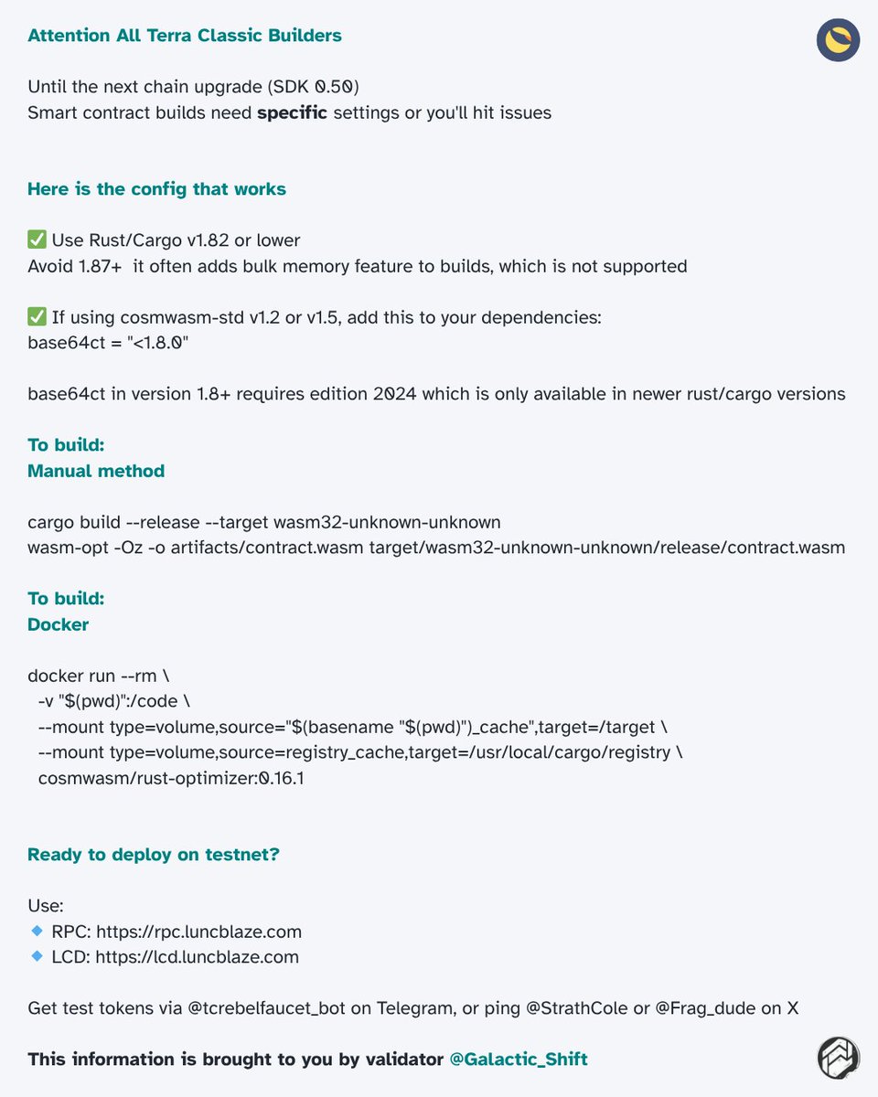 1/6
🚨Attention all Terra Classic Builders 

✅Please bookmark and share this post
✅Also posted in the thread below for easy copy paste

👇Here is the config that works
