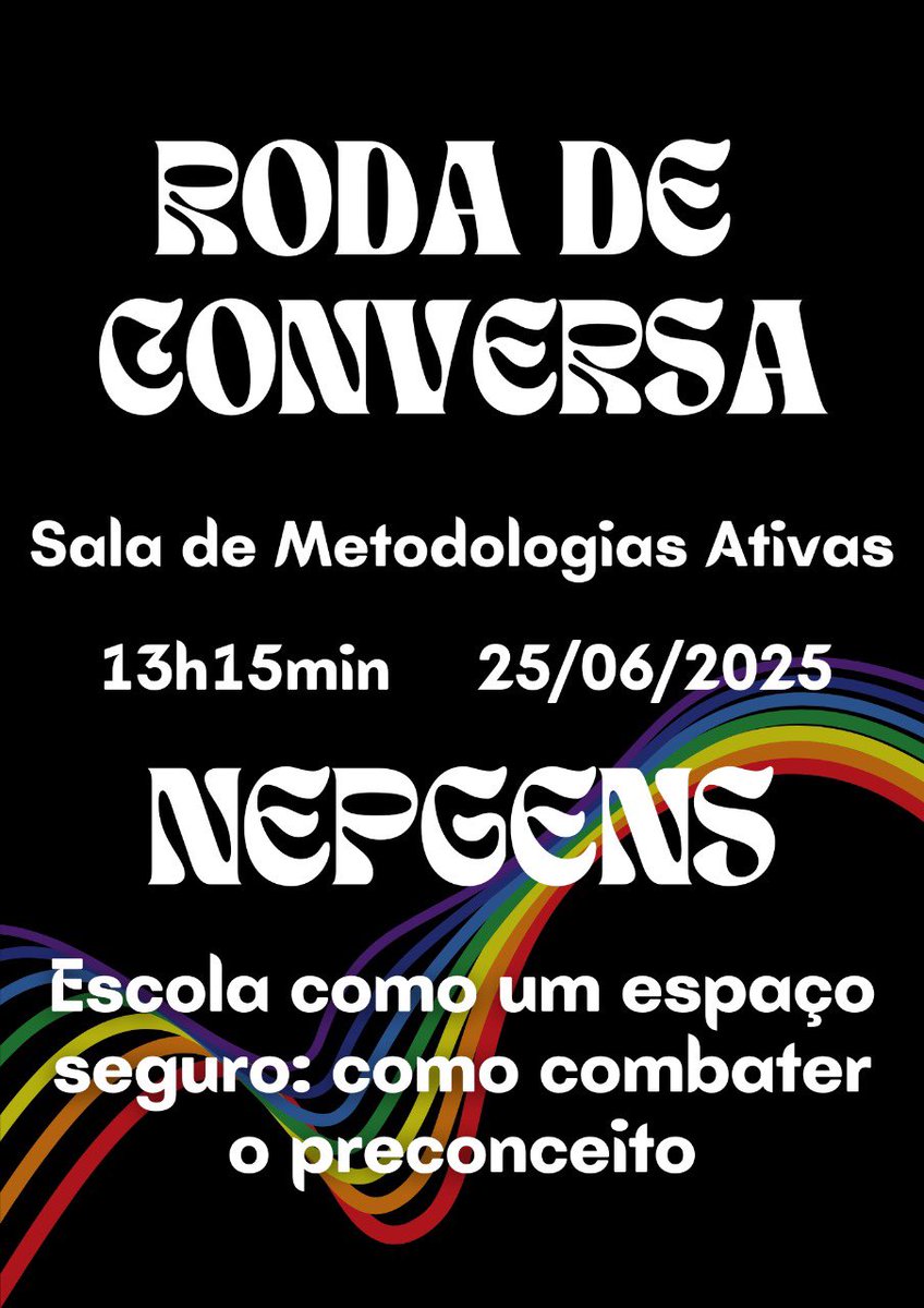 No mês do orgulho, convidamos toda a comunidade escolar para um momento de escuta, reflexão e diálogo sobre respeito, diversidade e acolhimento. 🌈

🗓️ Data: Quarta-feira, 25 de junho
🕐 Horário: 13h15
📍 Local: Ifes – Campus Colatina

Participe!