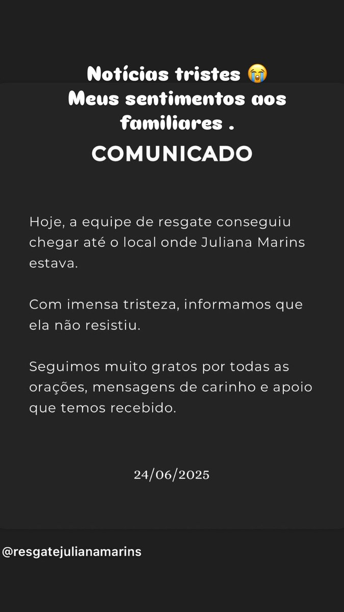 dienevr's tweet photo. Infelizmente Juliana não resistiu, meus sentimento aos familiares 🥹😭 
#JulianaMarins https://t.co/kZ5pZboJYp