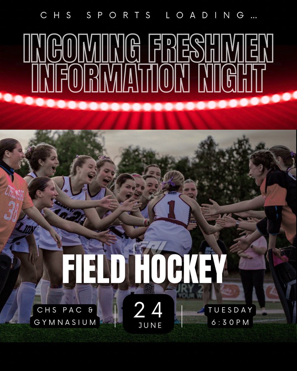 CHS Lions Field Hockey (@chslionsfieldh1) on Twitter photo We can’t wait to see you tonight at the Incoming Freshmen night at CHS! Email Coach Susan if you’re unable to make it:
Chslionsfieldhockey@gmail.com
♥️🦁🏑 We can’t wait to see you tonight at the Incoming Freshmen night at CHS! Email Coach Susan if you’re unable to make it:
Chslionsfieldhockey@gmail.com
♥️🦁🏑