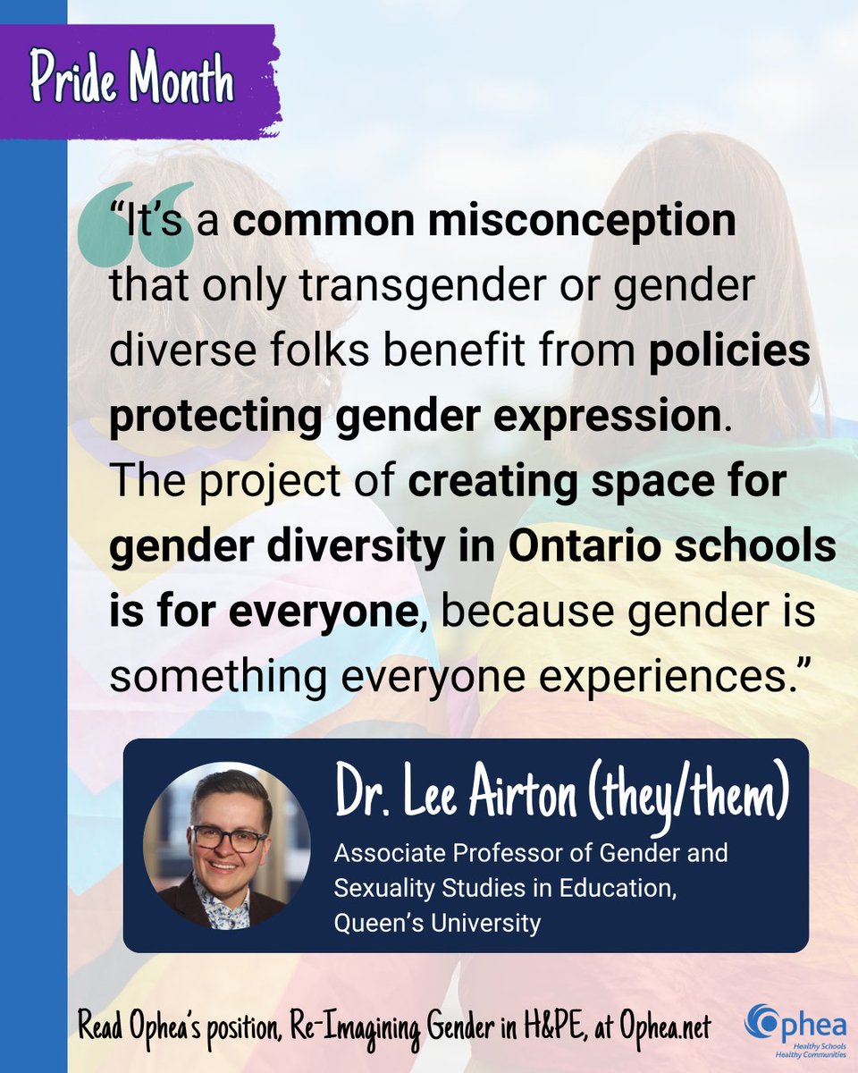 It’s #PrideMonth! Ophea knows that when students feel welcome in their learning environments, we all thrive - that's why we're working towards a system that affirms &amp; uplifts #EveryStudent 🌈 
Read our statement:  bit.ly/3T2pBth