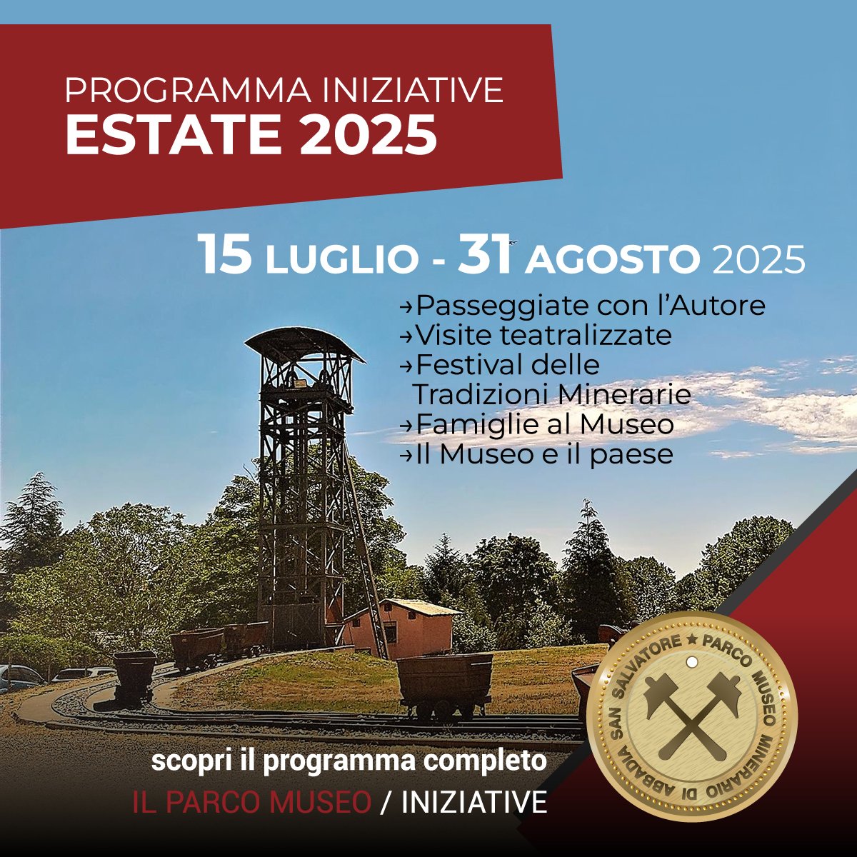 👉 Scopri il Programma delle iniziative dell’#Estate 2025
Visita il nostro sito web, resta sintonizzato sui nostri canali social o passa a trovarci per conoscere la programmazione completa dal 15 #Luglio al 31 #Agosto.
⚡ Tante iniziative e molte proposte per grandi e bambini