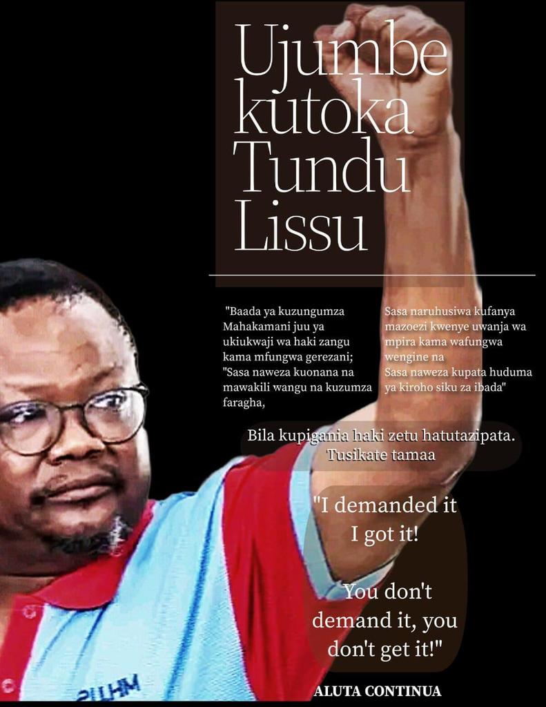 EBahaye44109's tweet photo. Ujumbe kutoka kwa Mwenyekiti wa @ChademaTZ2 Mhe @TunduALissu akiwa gerezani ndio huu, tuendeleeni na operation ya Chama maana mshindani wetu anataka kutema ndoano
#NoReformsNoElection
#JohnHeche
#JohnMnyika https://t.co/cPVUDmHj02