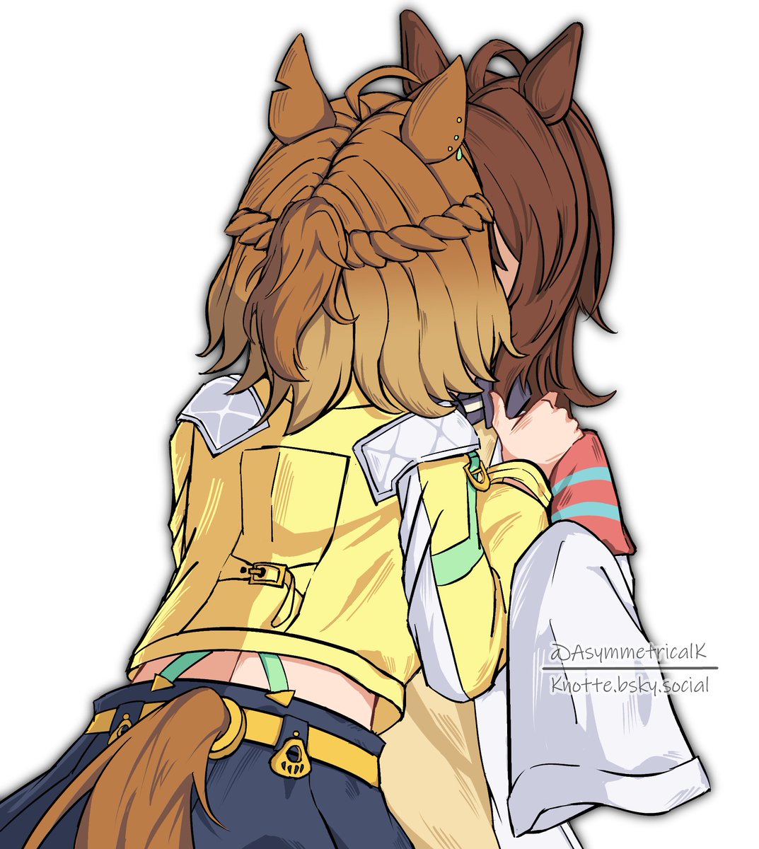 AsymmetricalK's tweet image. Drew some horse girls kissing for #YuriDay #百合の日
#ウマ娘 #umamusume