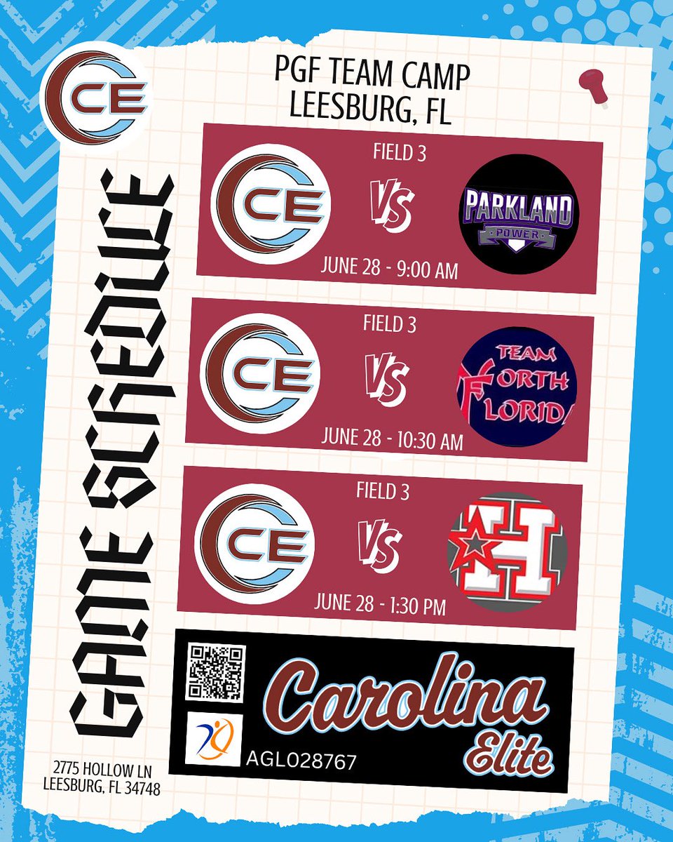 We’re hitting the road this weekend to attend the <a href="/PGFnetwork/">PGF</a> FL Team Camp and Showcase in Leesburg, FL. Catch us in person at Sleepy Hollow Complex or live on <a href="/AGLSoftball/">AthletesGoLive Softball</a> 🤩
•
•
Bracket play will begin Sunday! Time is TBD. 
•
•
Be Elite!