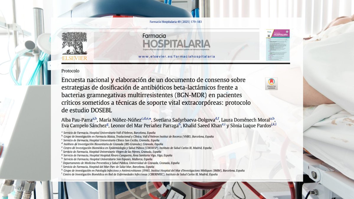 Farmacia Hospitalaria (@farm_hosp) on Twitter photo 📢 ¿Cómo se dosifican los antibióticos β-lactámicos frente a BGN multirresistentes en pacientes críticos con soporte vital extracorpóreo?
Nos lo contará el protocolo #DOSEBL
🔗 revistafarmaciahospitalaria.es/es-encuesta-na…
#RevistaFarmaciaHospitalaria #ECMO #TRRC #TDM <a href="/FarMIC_SEFH/">FarMIC</a> <a href="/GrupoAFinf_SEFH/">GrupoAFinf_SEFH</a> 📢 ¿Cómo se dosifican los antibióticos β-lactámicos frente a BGN multirresistentes en pacientes críticos con soporte vital extracorpóreo?
Nos lo contará el protocolo #DOSEBL
🔗 revistafarmaciahospitalaria.es/es-encuesta-na…
#RevistaFarmaciaHospitalaria #ECMO #TRRC #TDM <a href="/FarMIC_SEFH/">FarMIC</a> <a href="/GrupoAFinf_SEFH/">GrupoAFinf_SEFH</a>