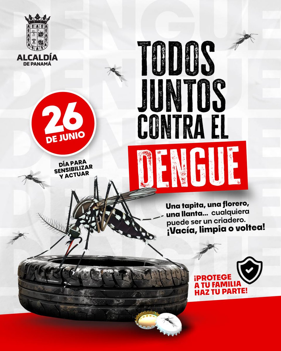 🦟 26 de junio | Día para actuar contra el dengue
Vacía, limpia o voltea todo lo que acumule agua.
✅ Protege a tu familia. Haz tu parte.