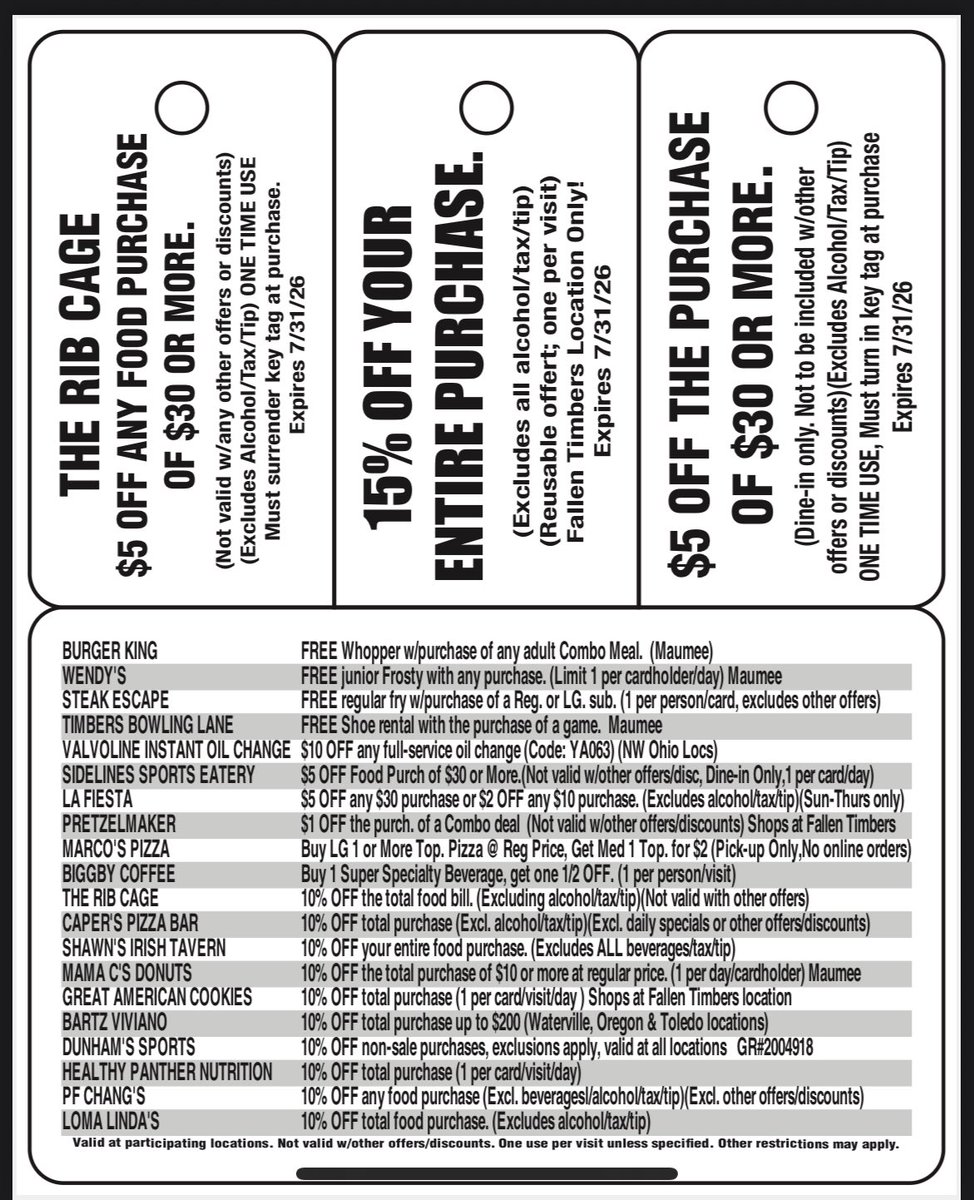 Maumee Football Discount Cards Are Here!

Our players are hitting the streets and kicking off our annual discount card fundraiser!

Each card is just $20 and packed with awesome deals from local favorites like Red Robin, Barr’s Public House, The Rib Cage, and many more!

📅 Valid