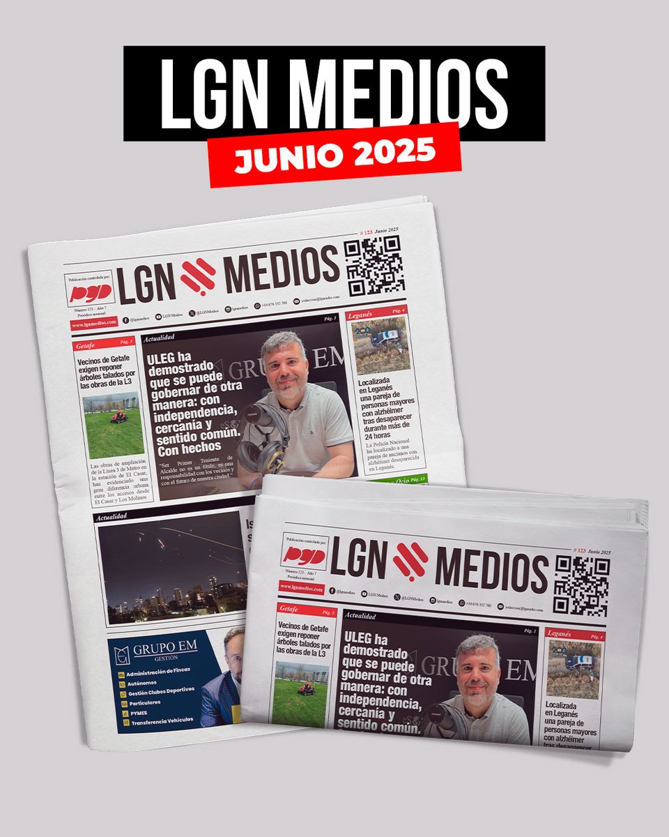 📰 ¡Ya está aquí el periódico de junio! Disponible en formato digital y en nuestros puntos habituales de distribución.

📲 Léelo completo en nuestra web 👉 lgnmedios.com o acércate a uno de nuestros puntos para recoger tu ejemplar gratuito.
