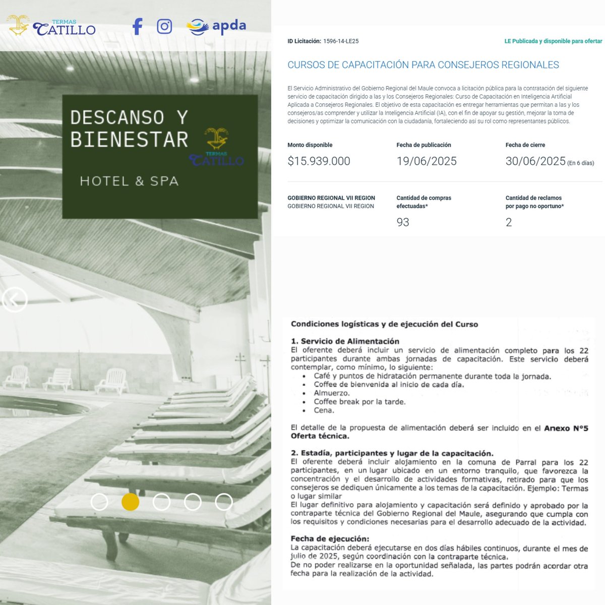 "En un entorno tranquilo, que favorezca la concentración (...) ejemplo: Termas"

COREs del Maule quiere capacitarse sobre IA en Termas de Catillo en Parral.