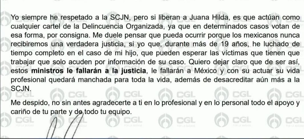 Roberto Miranda —hermano de Isabel Miranda— envía hoy una carta que Isabel habría dictado antes de morir, para <a href="/CiroGomezL/">Ciro Gómez Leyva</a>, por si la SCJN liberaba a Juana Hilda.

Les digo: Isabel Miranda sigue viva. Vive en sus cómplices y comunicadores. El episodio ya es penoso.