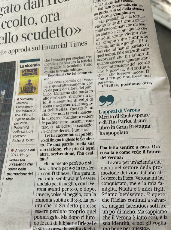 rick_hough's tweet photo. "The Scot bewitched by Hellas!"

Can only be one person!

Thanks to my good friend @teofontana and @Corriere for supporting Verona Campione! https://t.co/DRztuDu74q