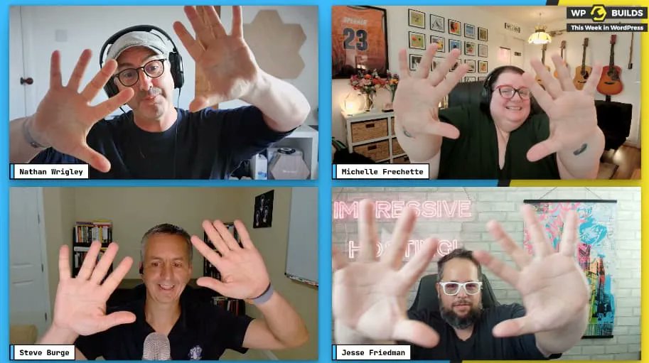 Professor's tweet image. I had a great time on &quot;This week in WordPress&quot; with Nathan Wrigley, Michelle Frechette, and Steve Burge. I&apos;m excited to be back on the show in August! See y&apos;all then.  Watch the episode here: lnkd.in/dKvTtsE6
We talked AI, AI, AI, and WordPress plus @kevinohashi&apos;s…