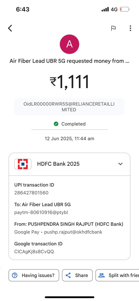 pushplives's tweet photo. @Reliancejio I paid ₹1111 on 12th June , for Jio AirFiber relocation but haven’t received the new connection yet. Meanwhile, the connection at my old address has been deactivated. No service, no updates — please resolve this urgently! 🙏
#JioAirFiber #CustomerSupport #JioCare https://t.co/njMEXyCS9Y