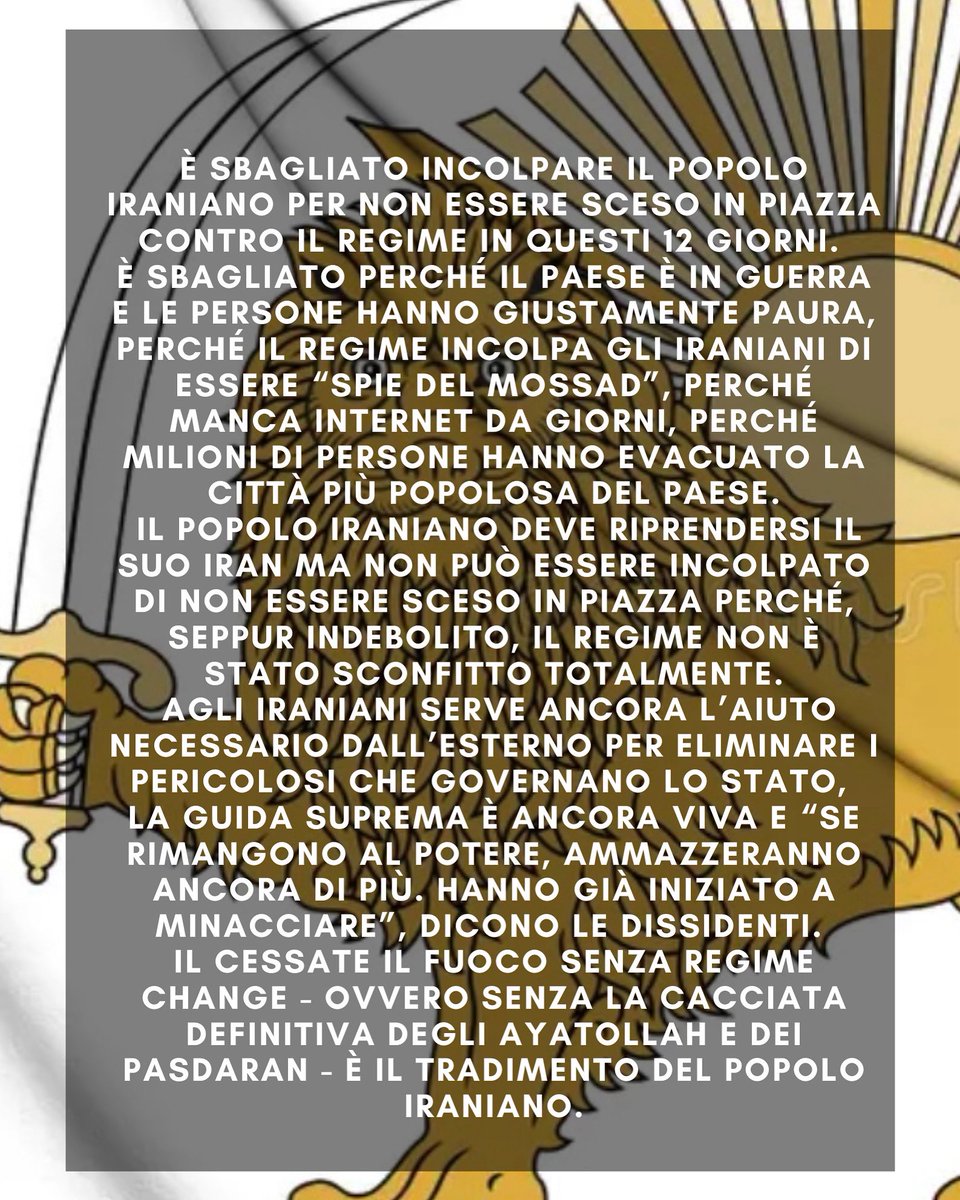 Il cessate il fuoco #ceasefire senza il regime change è il tradimento del popolo iraniano #FreeIran #Iran #IranIsraelConflict