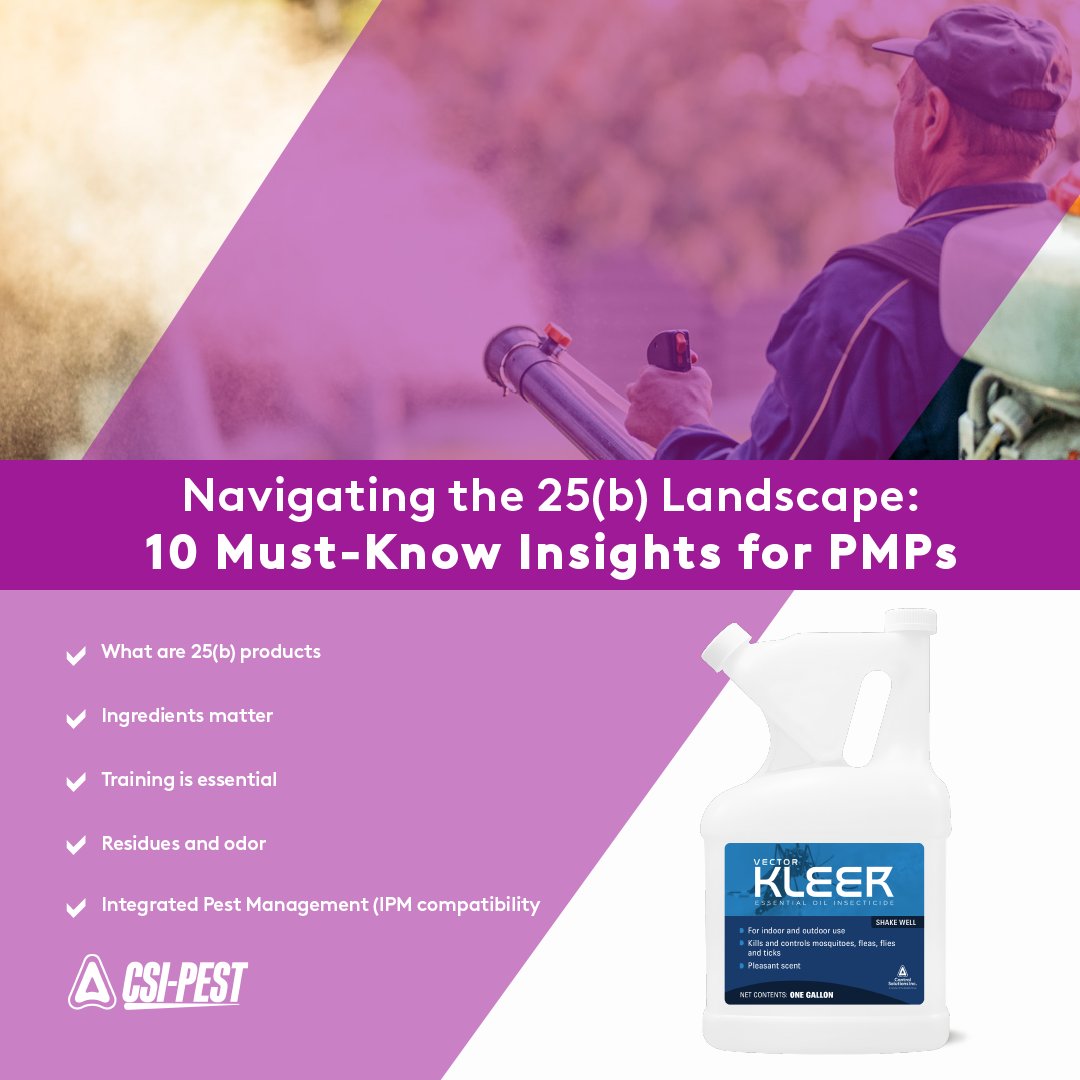 csi_pest's tweet image. PMPs, are you confident in your 25(b) strategy? Get quick insights on compliance, labeling, and what sets top performers apart.

Read more here &amp;gt;&amp;gt; hubs.la/Q03tlnxF0

#PestControlPros #25bProducts #LabelSmart #RegulatoryInsights #MosquitoControl #PMP #VectorKleer