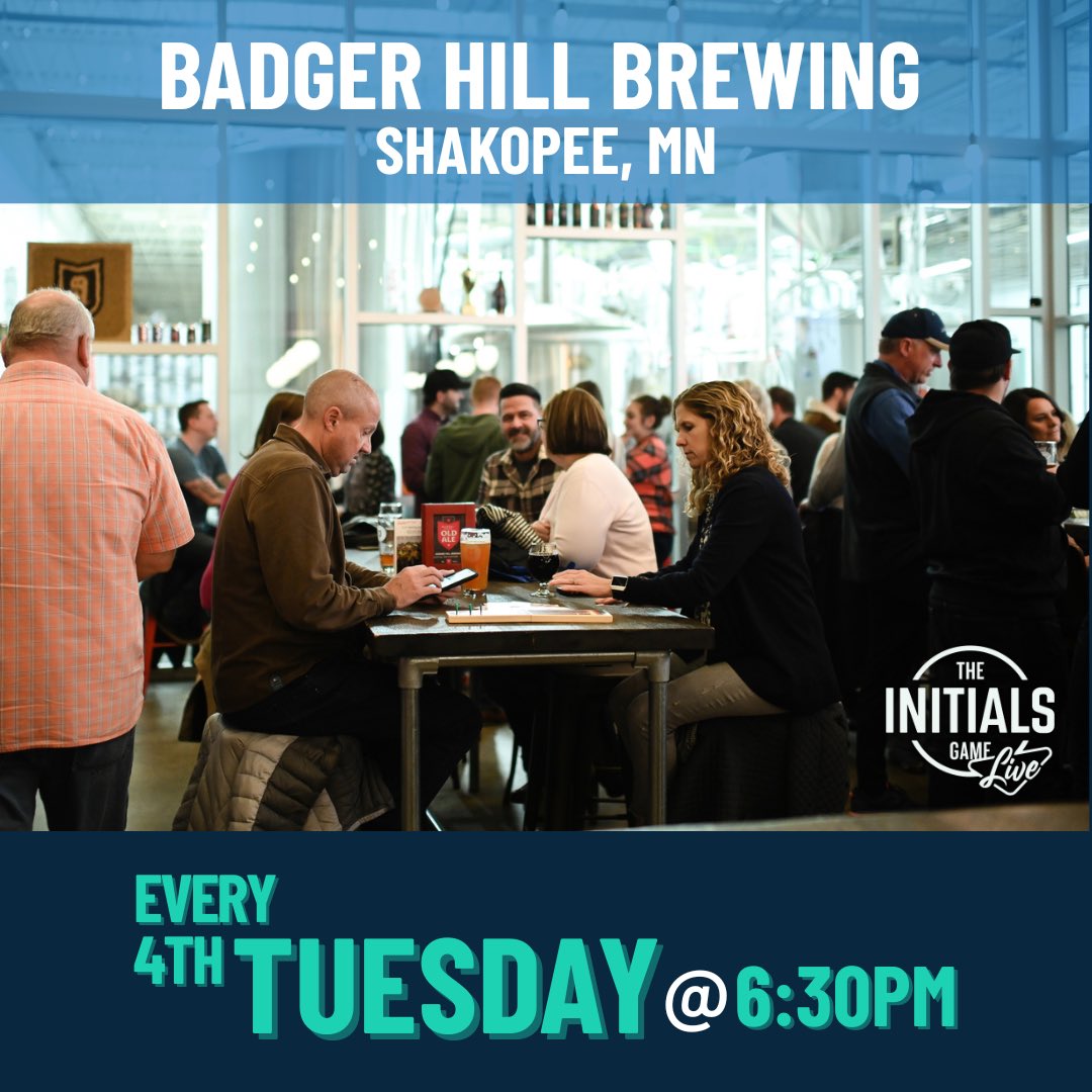 The Initials Game (@initialsgame) on Twitter photo TONIGHT: I’ll be at <a href="/BadgerHillBeer/">Badger Hill Brewing</a> to hang out and play Initials Game Live. I’ll be bringing some sweet Initials Game Live merch as additional prizes (thanks to <a href="/BrandedBills/">Branded Bills</a>). See you at 6:30pm tonight. <a href="/initialsgametm/">The Initials Game Live</a> <a href="/TriviaMafia/">Trivia Mafia</a>
ALL INFO HERE: InitialsGameLive.com TONIGHT: I’ll be at <a href="/BadgerHillBeer/">Badger Hill Brewing</a> to hang out and play Initials Game Live. I’ll be bringing some sweet Initials Game Live merch as additional prizes (thanks to <a href="/BrandedBills/">Branded Bills</a>). See you at 6:30pm tonight. <a href="/initialsgametm/">The Initials Game Live</a> <a href="/TriviaMafia/">Trivia Mafia</a>
ALL INFO HERE: InitialsGameLive.com