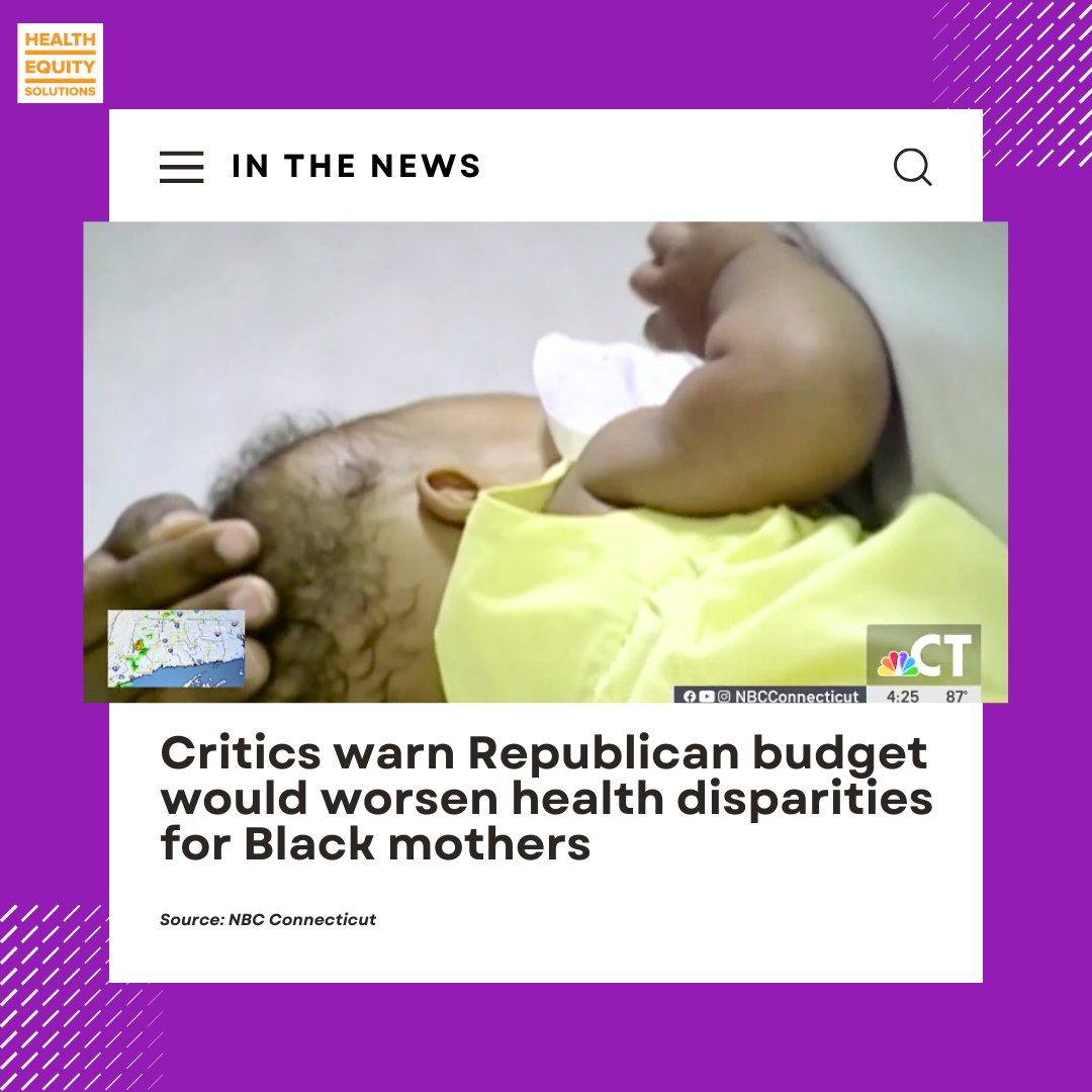 In the News: A recent NBC Connecticut investigation warns that proposed Republican budget cuts to Medicaid scheduled for Senate review could deepen existing racial disparities in maternal care. Read the full story: nbcconnecticut.com/news/local/cri…