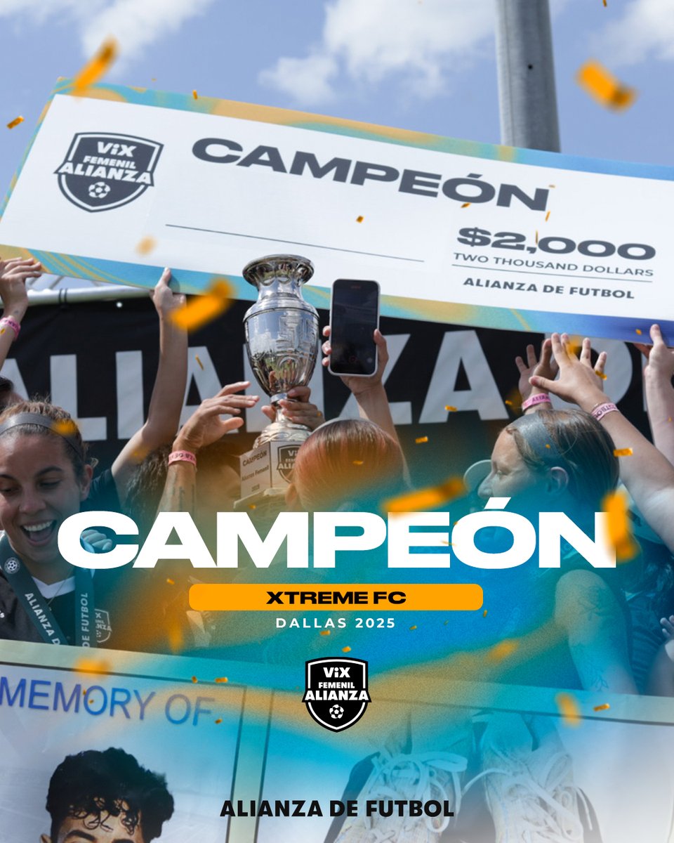 Xtreme FC logró imponerse a sus rivales y coronarse como las campeonas de @vix Alianza Femenil de San Antonio ‼

Una gran definición de penales para grandes campeonas ⚽ ¡Felicidades!

#AlianzaDeFutbol