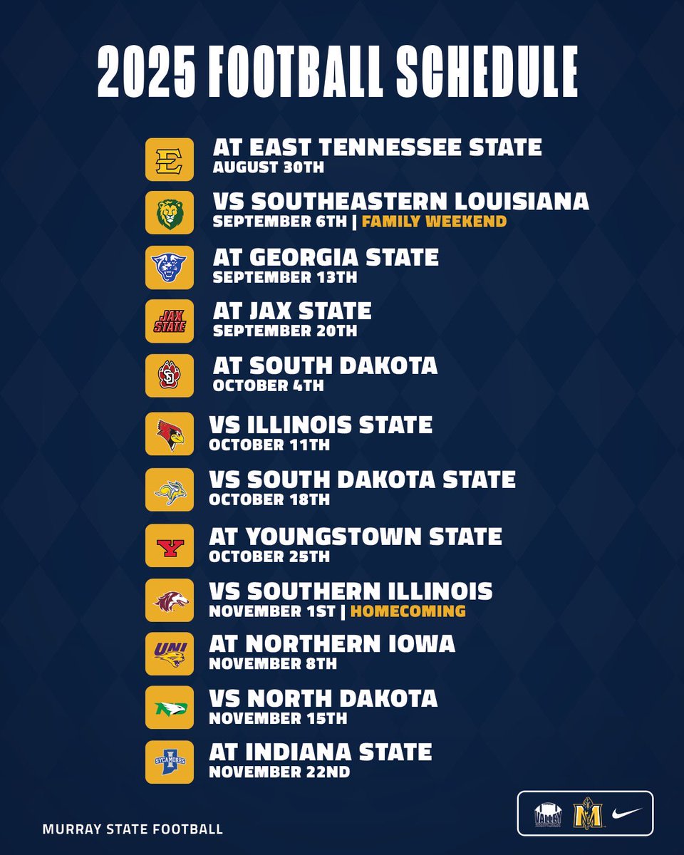 Another look at the 2025 Schedule 👀

Less than a week to renew your season tickets!

🎟️: GoRacers.com/FBRenew

#GoRacers🏇