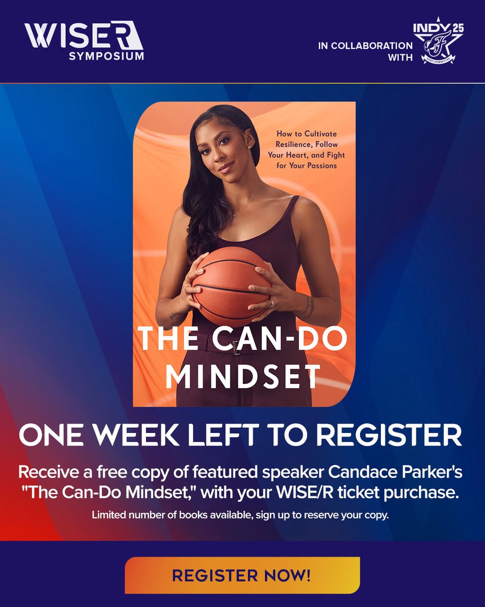 ⏳ Only one week left to register for the WISE/R Symposium! Don’t miss your chance to hear from the legendary Candace Parker and receive a copy of her book with your registration.

Register now: bit.ly/4kHh5vR