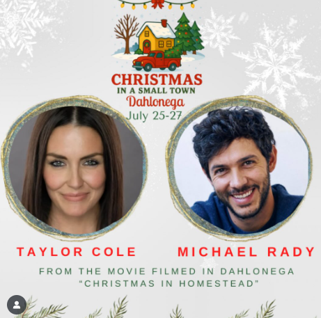 RomComReview1's tweet photo. If you are headed to the #ChristmasInASmallTown event in Dahlonega that runs July 25-27, you'll be happy to know that #TaylorCole and #MichaelRady will be there!  Both starred in #ChristmasInHomestead, which had been filmed in Dahlonega!  

#ChristmasInJuly #HallmarkStars https://t.co/ru5fJkfQ5O