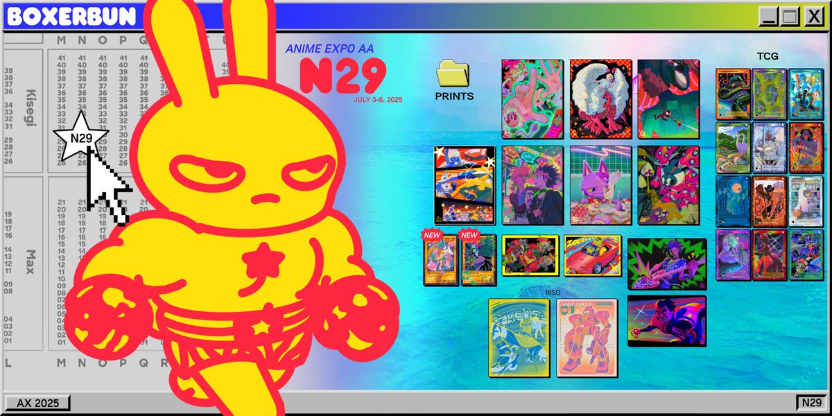 aquiboni's tweet image. My catalog for #AX2025! α¦(Γ²_Γ³Λ)α€
Iβm bringing some new stickers and prints! Iβm also debuting a shirt~
#animeexpo2025 #AX2025ArtistAlley #animeexpo