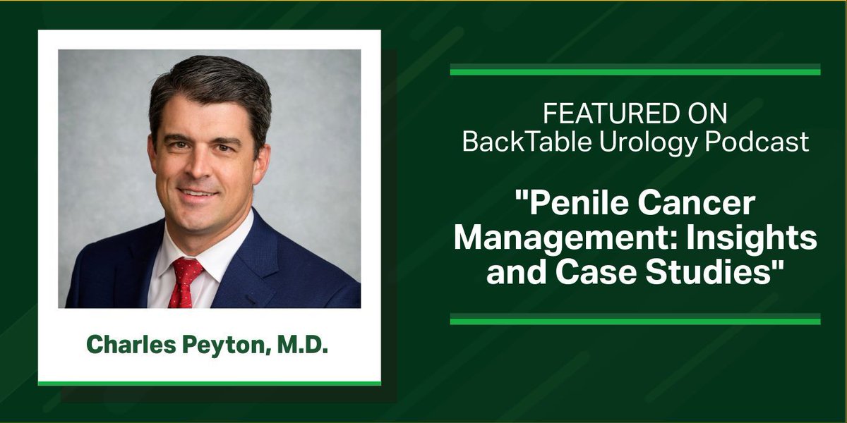 UAB Urology (@uaburology) on Twitter photo Charles Peyton, M.D., was recently featured on the @backtableUro podcast titled, "Penile Cancer Management: Insights and Case Studies," along with Juanita Crook, M.D., of <a href="/UBC/">University of British Columbia</a> and Andrea Apolo, M.D., of <a href="/theNCI/">National Cancer Institute</a>.
📻 Listen now! buff.ly/xl6MLhU
<a href="/ccp1983/">Chas Peyton</a>
<a href="/UABHeersink/">UAB Heersink School of Medicine</a> Charles Peyton, M.D., was recently featured on the @backtableUro podcast titled, "Penile Cancer Management: Insights and Case Studies," along with Juanita Crook, M.D., of <a href="/UBC/">University of British Columbia</a> and Andrea Apolo, M.D., of <a href="/theNCI/">National Cancer Institute</a>.
📻 Listen now! buff.ly/xl6MLhU
<a href="/ccp1983/">Chas Peyton</a>
<a href="/UABHeersink/">UAB Heersink School of Medicine</a>