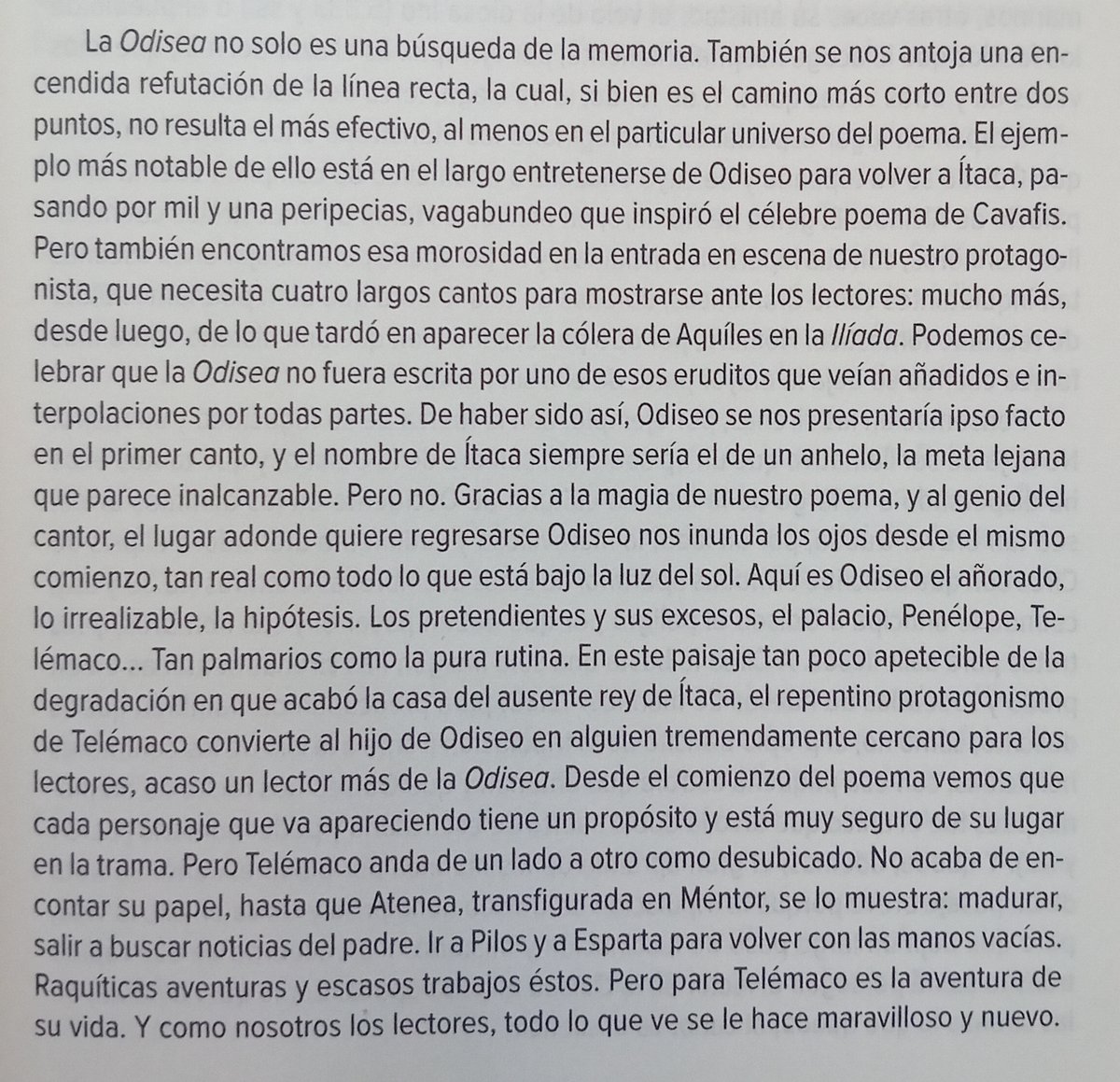 La Odisea como refutación de la línea recta: un pasaje del prólogo de mi traducción de la Odisea (La Oficina de Arte y Ediciones 2024).