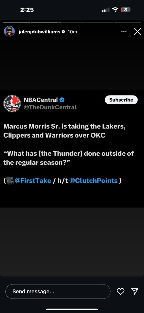 PranavSriraman's tweet photo. Jalen Williams posting the receipts on Instagram 🧾 https://t.co/Tn7Gqc0qup