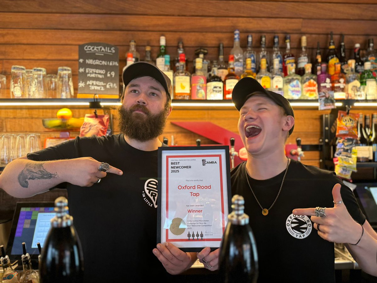 OxfordRdTap (@oxfordrdtap) on Twitter photo Chuffed to bits! Just been awarded <a href="/MCRCentralCamra/">CentralMancsCamra</a> Best Newcomers! 3 very happy lads right here :) Chuffed to bits! Just been awarded <a href="/MCRCentralCamra/">CentralMancsCamra</a> Best Newcomers! 3 very happy lads right here :)
