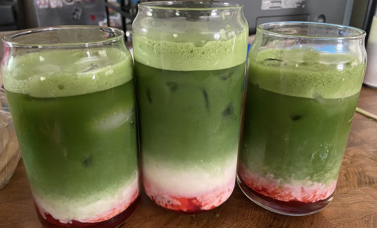 we went strawberry picking this morning so it’s matcha latte time 🍓