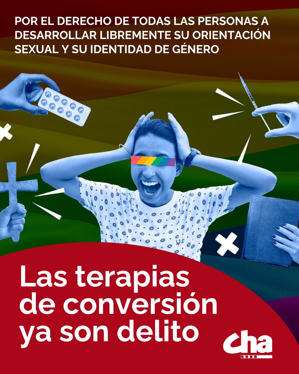 🏳️‍🌈 El Congreso acabamos de aprobar con el voto de CHA la inclusión como delito en el Código Penal de las terapias de conversión.

Estas prácticas son consideradas por la ONU como tortura y violación de los derechos humanos.

Seguimos construyendo un país para todas las personas.