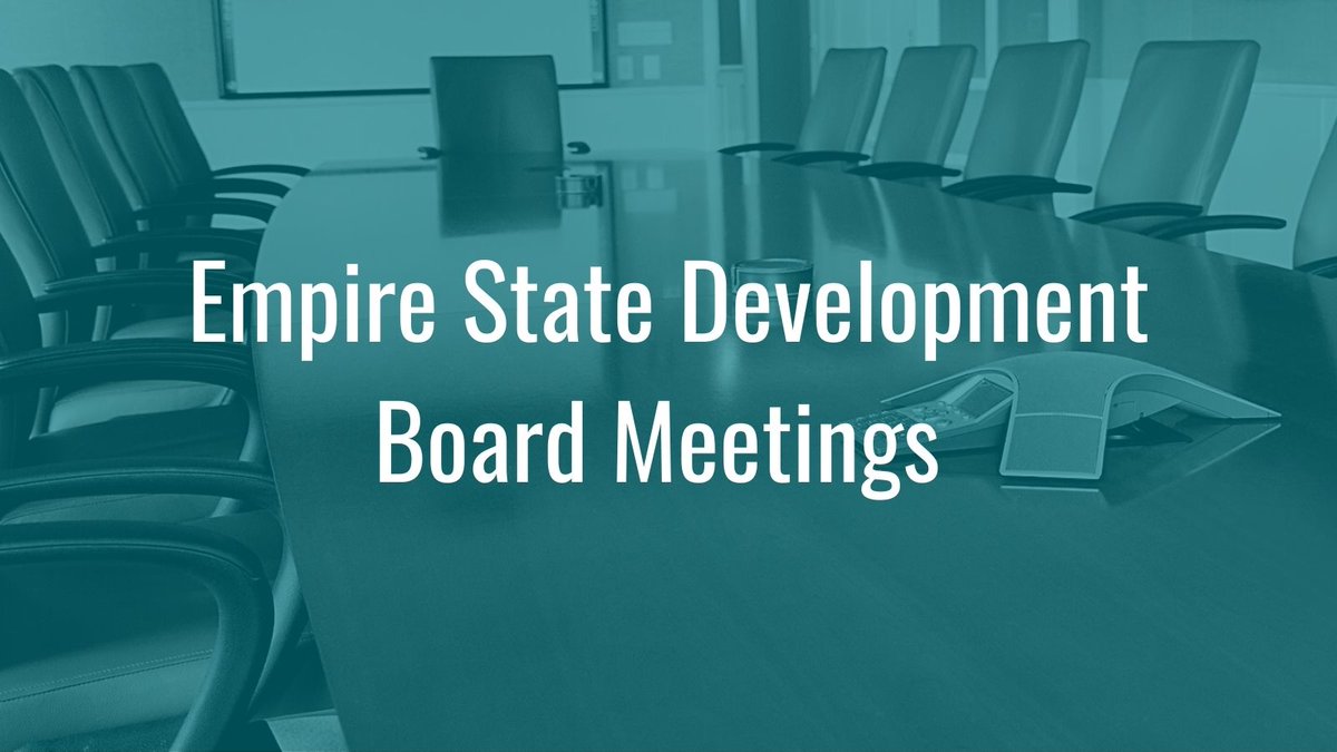 Empire State Development (@empirestatedev) on Twitter photo 📢 Tune in on Thursday to the Empire State Development Directors Meeting via webcast at 9:30am – and review the agenda & related materials: bit.ly/4llXqRW 📢 Tune in on Thursday to the Empire State Development Directors Meeting via webcast at 9:30am – and review the agenda & related materials: bit.ly/4llXqRW