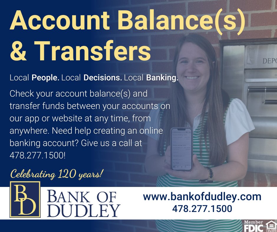Did you know that you can check your account balance(s) or transfer funds anytime, anywhere on our mobile app or website? If you don't have an online banking account, visit our website, click "First Time User" in the top right corner, and securely sign up for online banking.