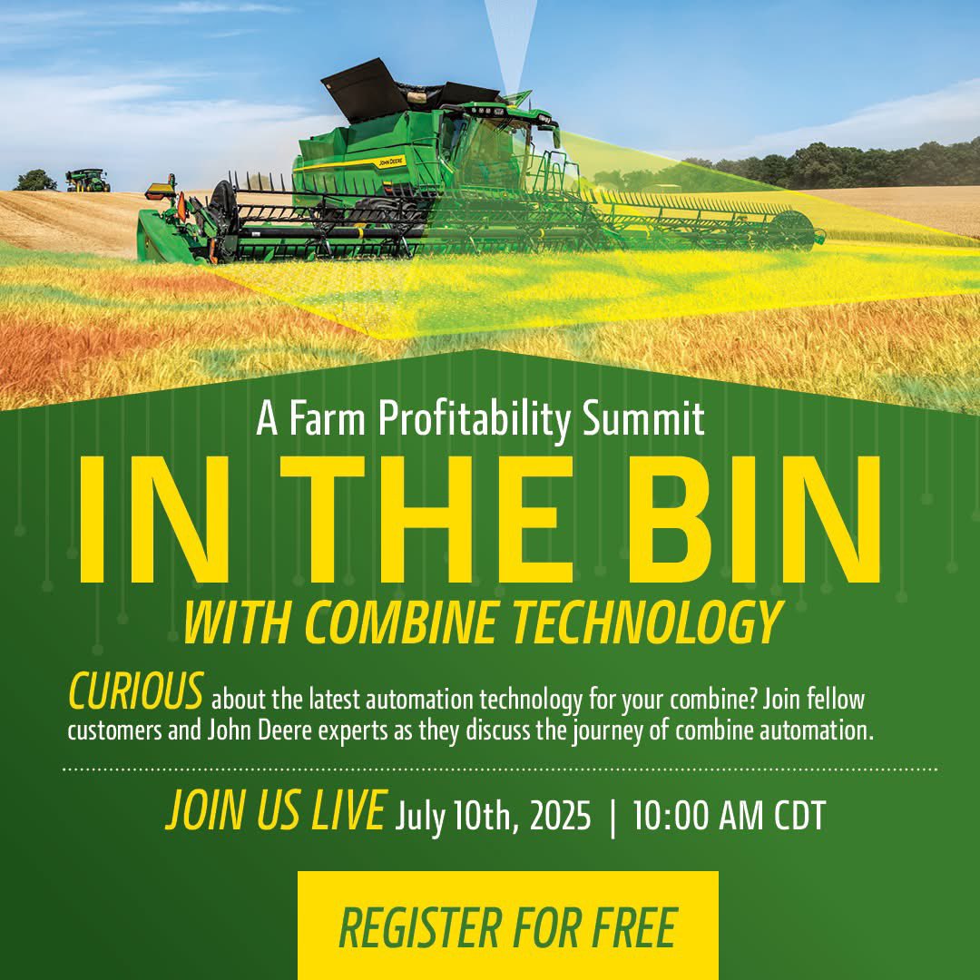 American Implement (@americanimp) on Twitter photo ๐พ Curious About Combine Automation?
Join fellow producers & <a href="/JohnDeere/">John Deere USA</a> experts to explore the future of smart harvesting!
๐๏ธ July 10 | 10 AM CDT
โ
Real Insights
โ
Expert Q&A
โ
FREE to attend
๐ Register NOW: american-implement.hopp.to/IntheBin
#CombineAutomation #JohnDeere #AgTech ๐พ Curious About Combine Automation?
Join fellow producers & <a href="/JohnDeere/">John Deere USA</a> experts to explore the future of smart harvesting!
๐๏ธ July 10 | 10 AM CDT
โ
Real Insights
โ
Expert Q&A
โ
FREE to attend
๐ Register NOW: american-implement.hopp.to/IntheBin
#CombineAutomation #JohnDeere #AgTech